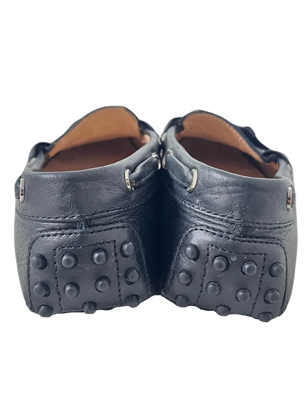 Tod’s Black Leather ‘Gommino’ Flat Bow Driving Flats, Size 7.5